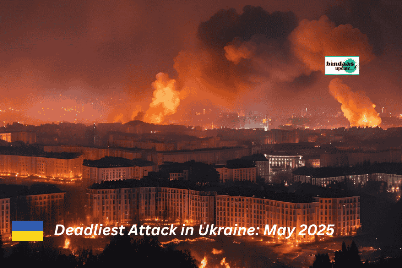 Ukraine's capital Kyiv engulfed in flames after Russia’s deadliest drone and missile attack in May 2025.